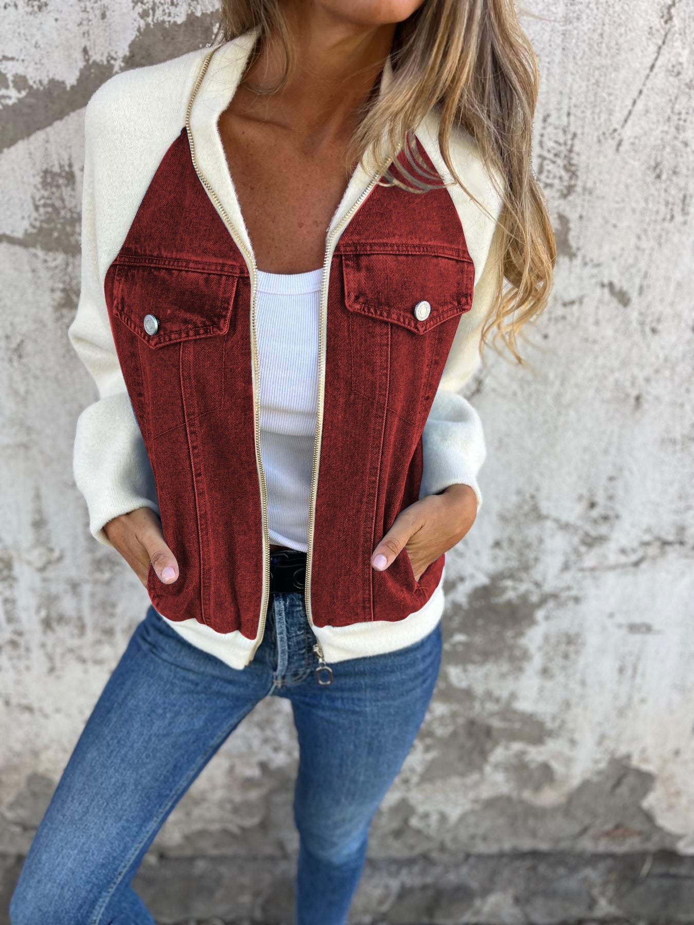 Dames Stijvolle Denim Jacket met rits