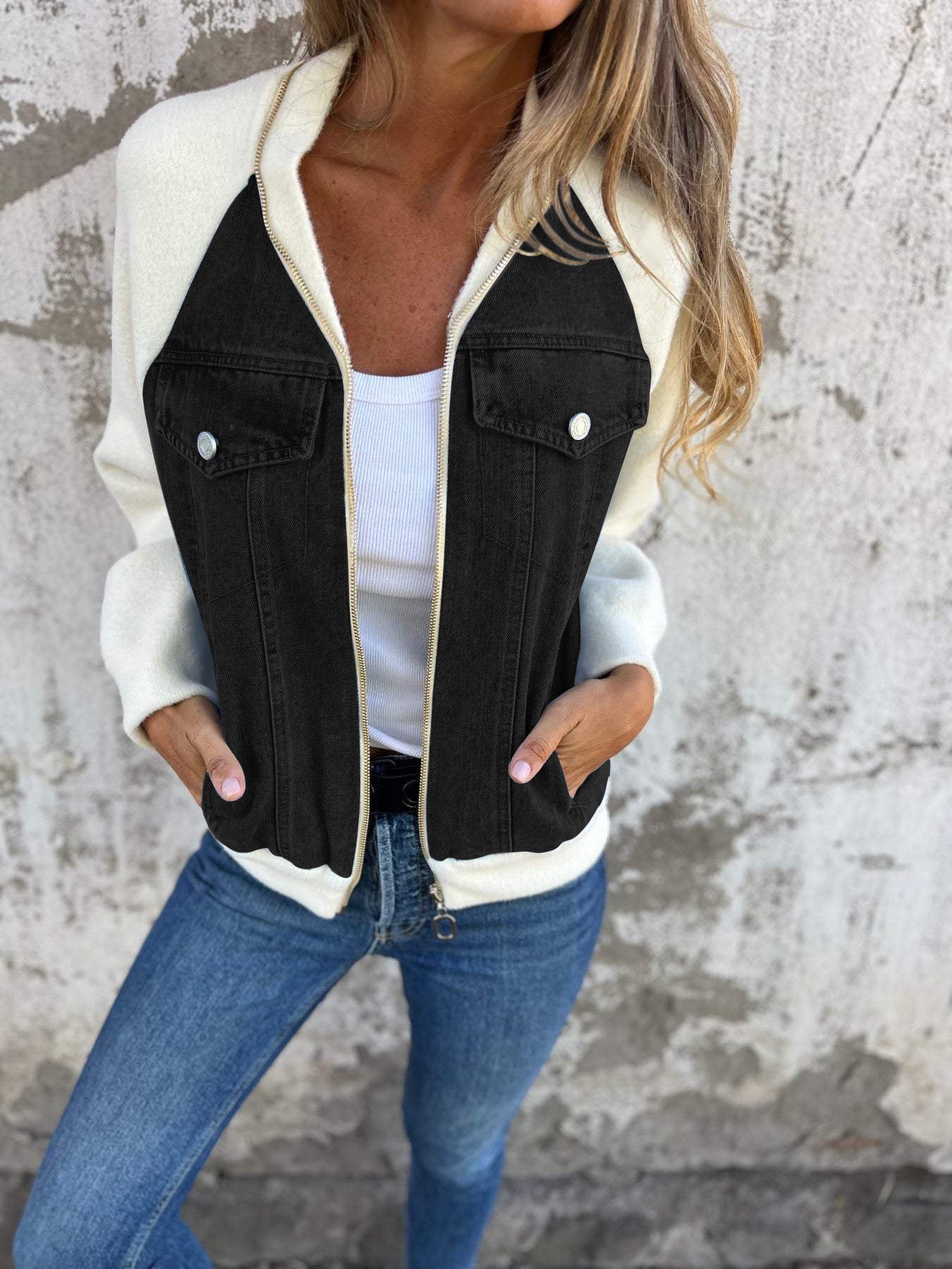 Dames Stijvolle Denim Jacket met rits