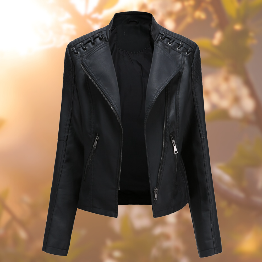 Dames Elegante Leren bikerjack