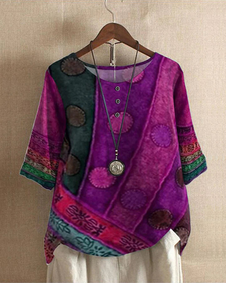 Dames Elegante top met print en driekwart mouw