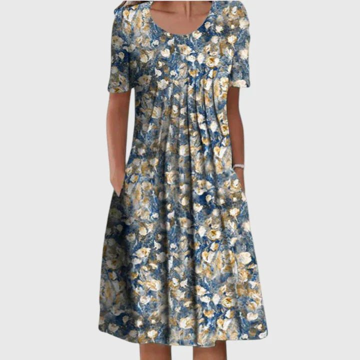 Iris - Elegante losvallende jurk met bloemenprint voor dames Detail