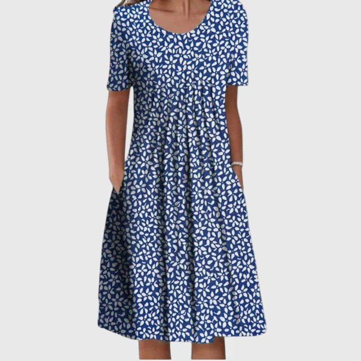 Iris - Elegante losvallende jurk met bloemenprint voor dames Front