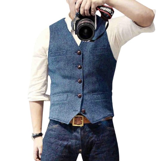 Joris - Stijlvol denim gilet met knopen voor heren Hero