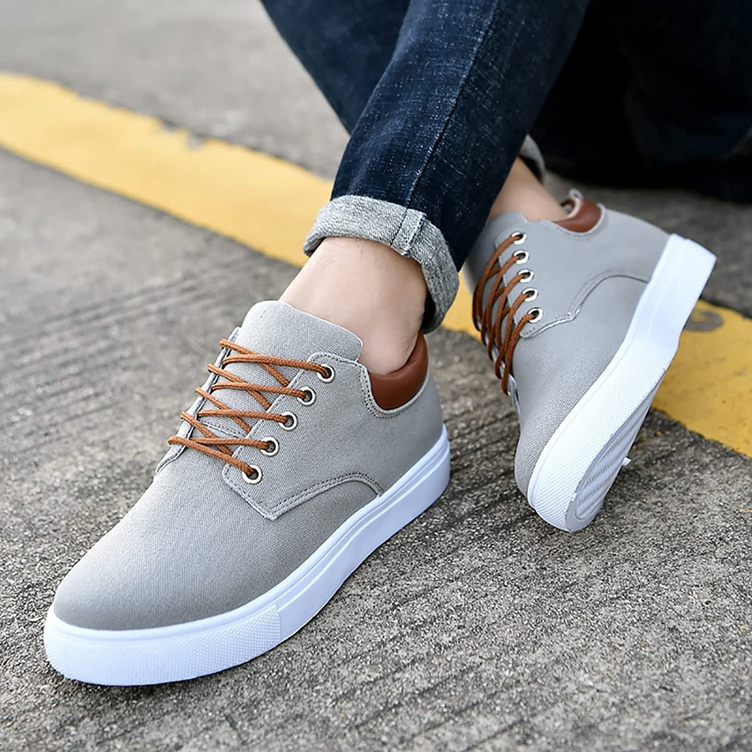 Joris - Stoere canvas sneakers met witte zool voor heren View 13