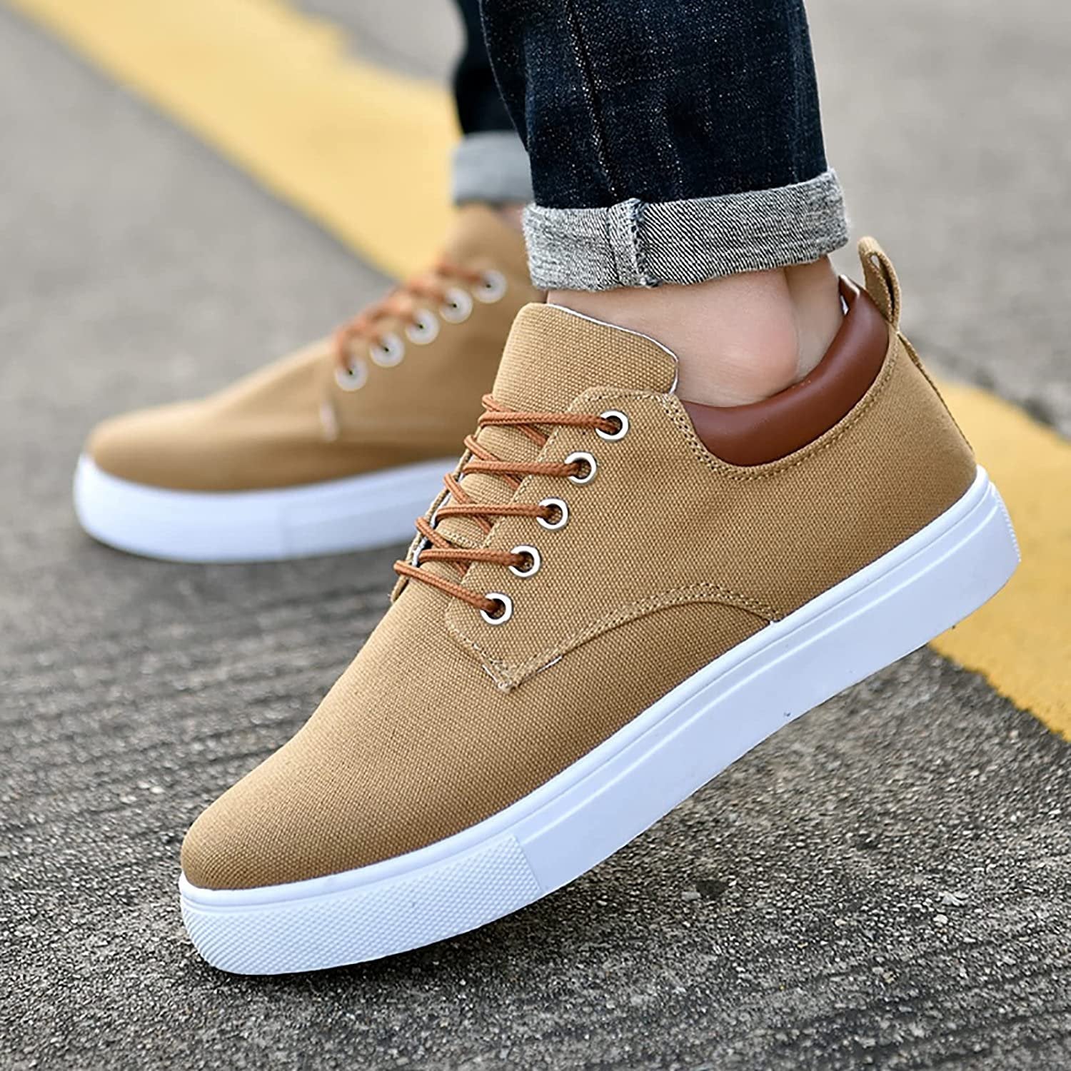 Joris - Stoere canvas sneakers met witte zool voor heren View 17