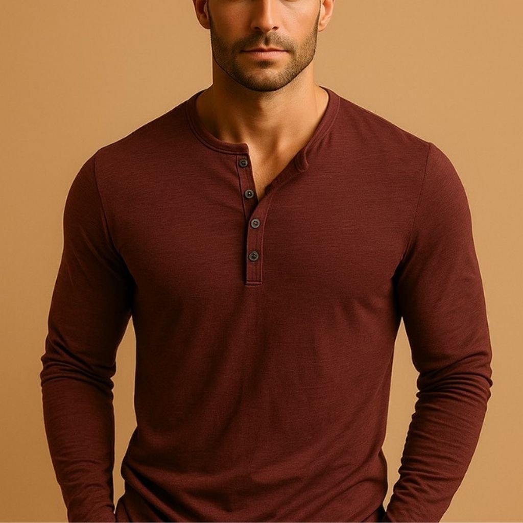 Lars - Casual henley shirt met lange mouwen voor heren Back