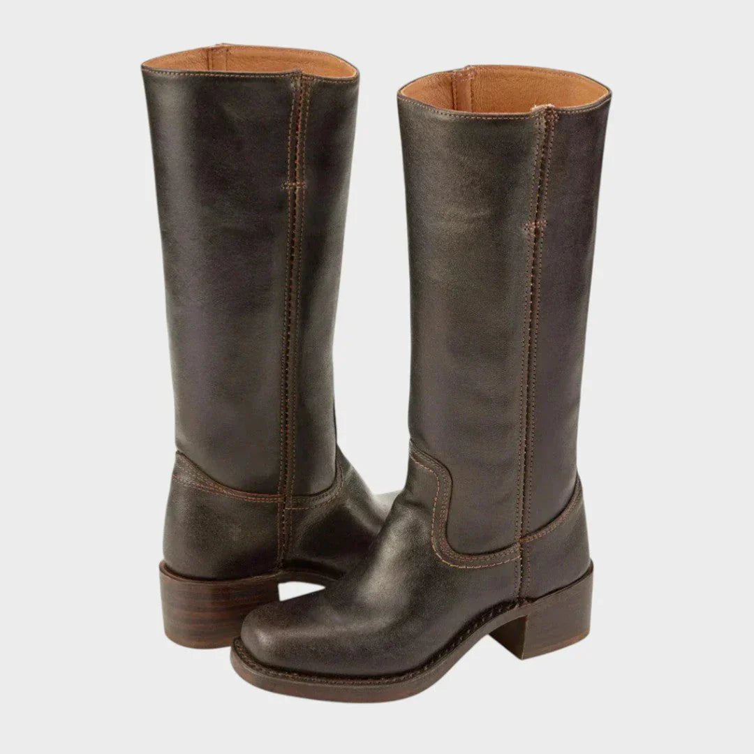 Lieke - Vintage retro laarzen met hoge schacht voor dames Front