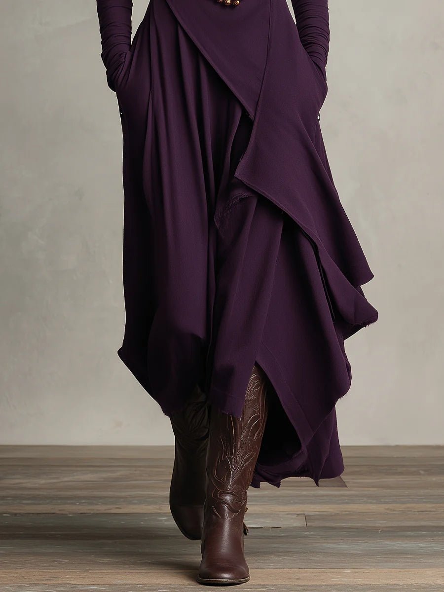 Margot - Asymmetrische maxi jurk met hoge col voor dames Back