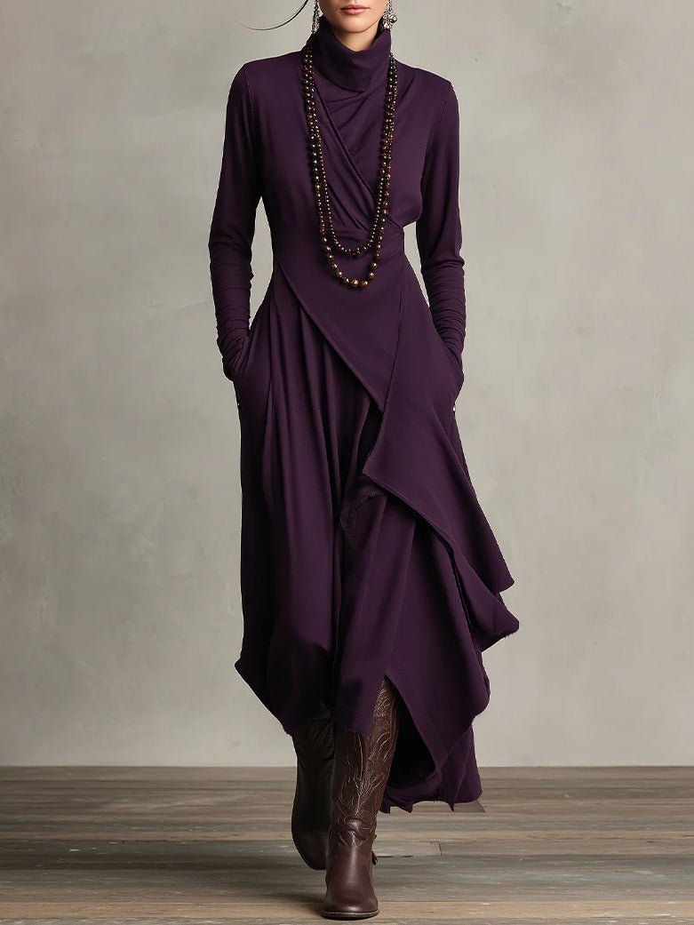 Margot - Asymmetrische maxi jurk met hoge col voor dames Hero