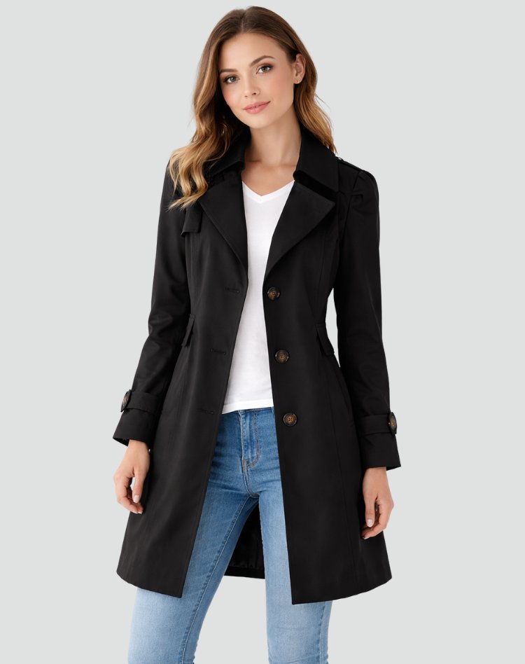 Maud - Klassieke lichtgewicht trenchcoat slim fit voor dames Side