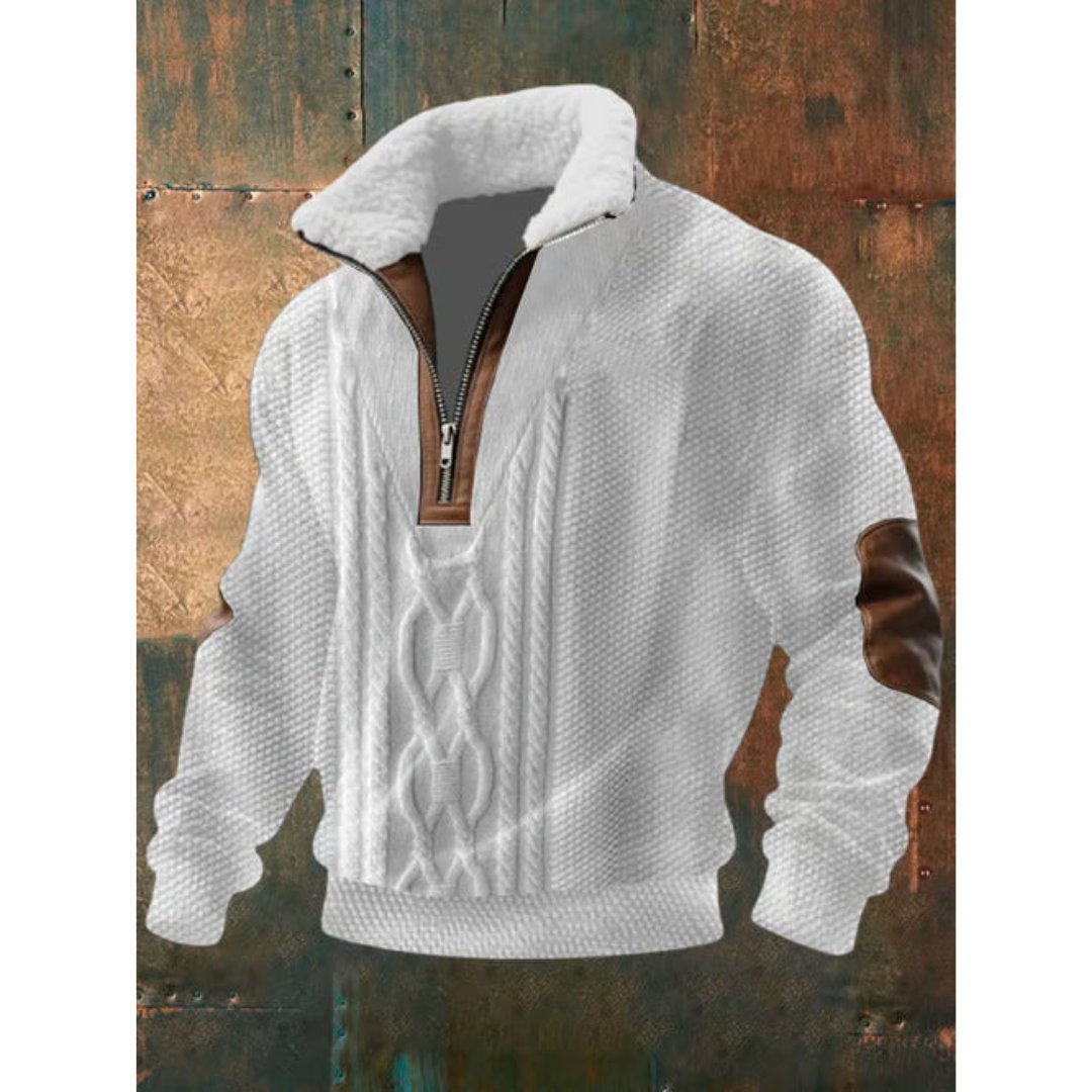 Niels - Comfortabele half-zip trui met sherpa kraag voor heren Close Up