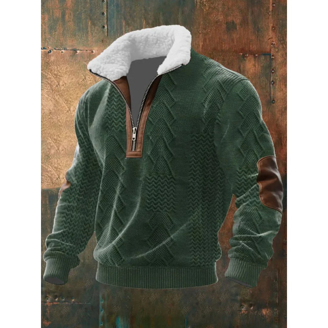 Niels - Comfortabele half-zip trui met sherpa kraag voor heren Detail
