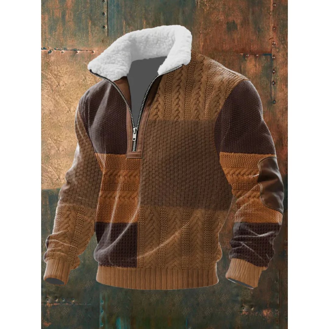 Niels - Comfortabele half-zip trui met sherpa kraag voor heren View 11