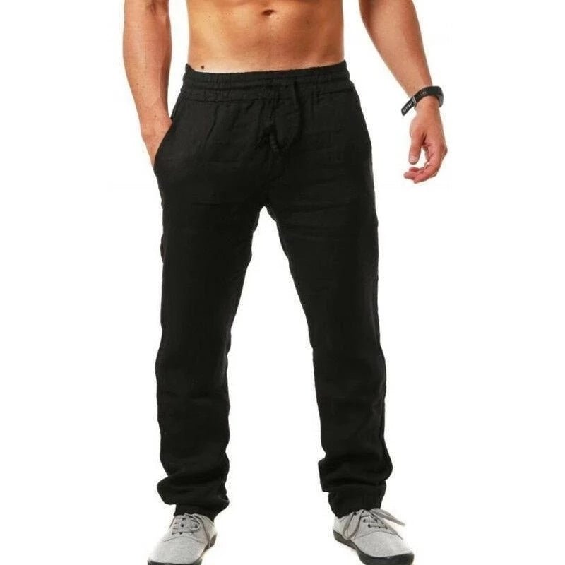 Rens - Luchtige linnen pantalon met elastische taille voor heren Close Up