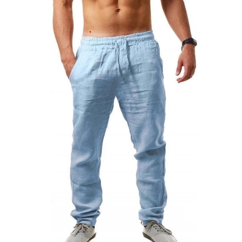 Rens - Luchtige linnen pantalon met elastische taille voor heren Front