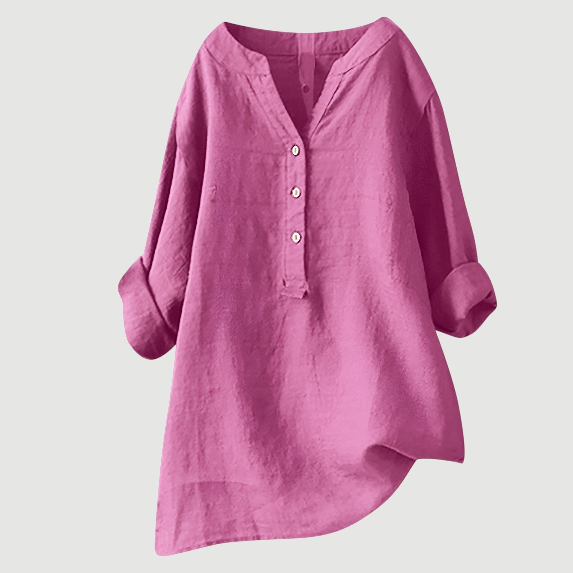 Roos - Klassiek overhemd met asymmetrische zoom voor dames View 11