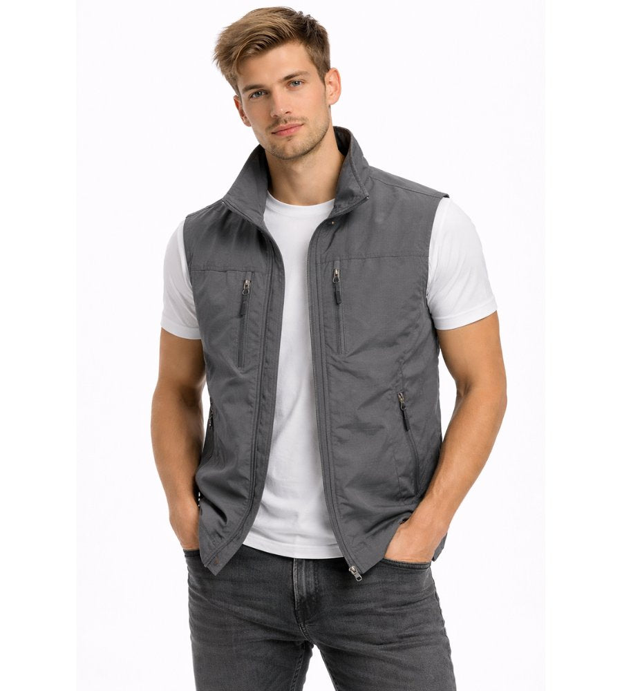 Ruben - Luchtige outdoor bodywarmer met rits voor heren Detail