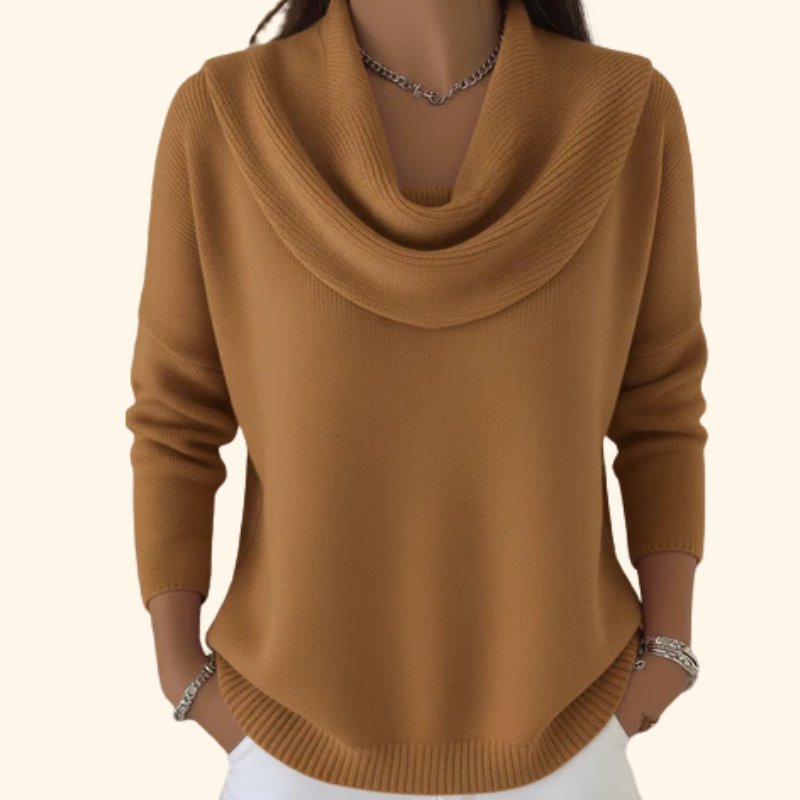Sanne - Elegante trui met sierlijke cowl kraag voor dames Front
