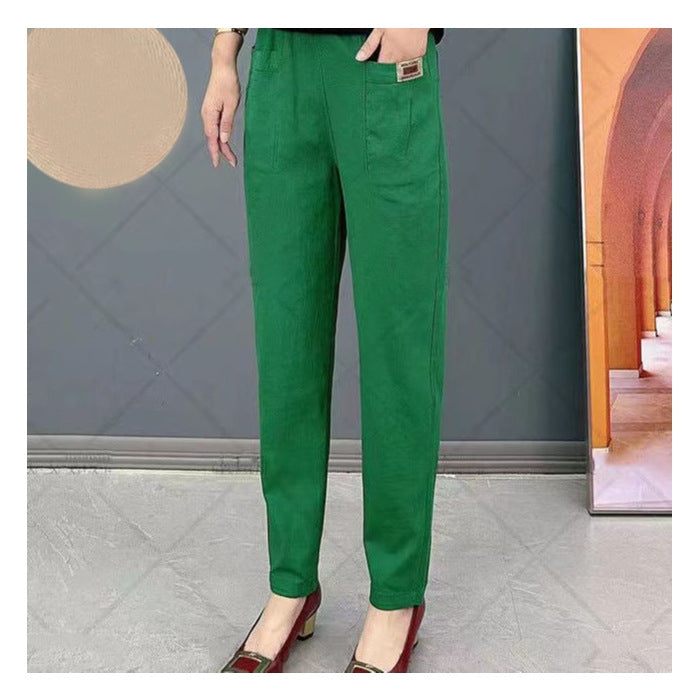 Broek dames katoen tapered fit