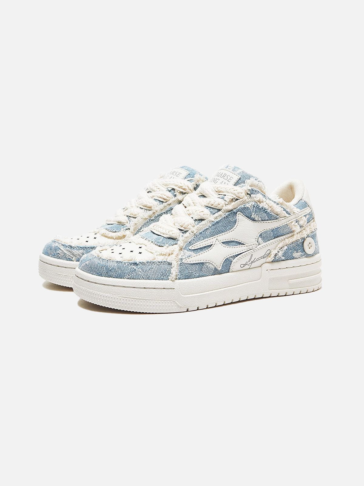 Sneakers laag model denim patchwork