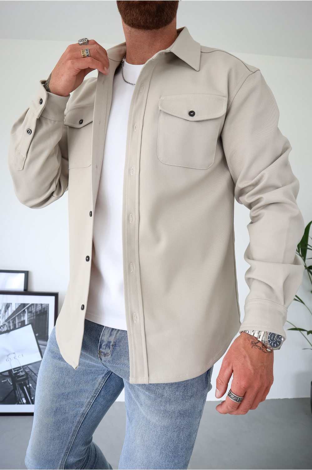 Heren overshirt met borstzakken