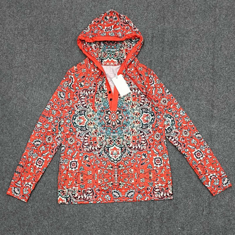 Jandy - Rood henley sweatshirt met lange mouwen en mandala print