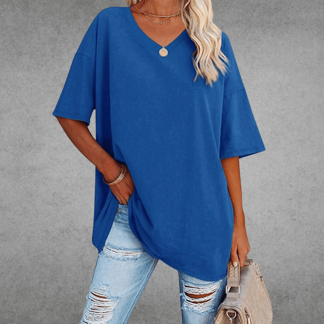 Dames T-shirt met V-hals oversized