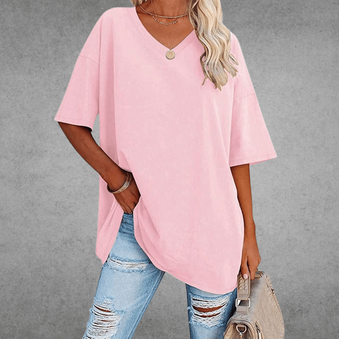 Dames T-shirt met V-hals oversized