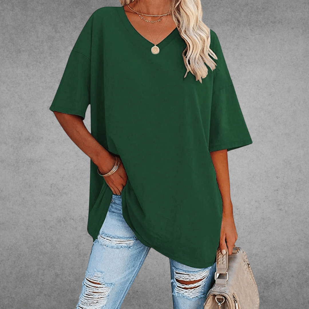 Dames T-shirt met V-hals oversized