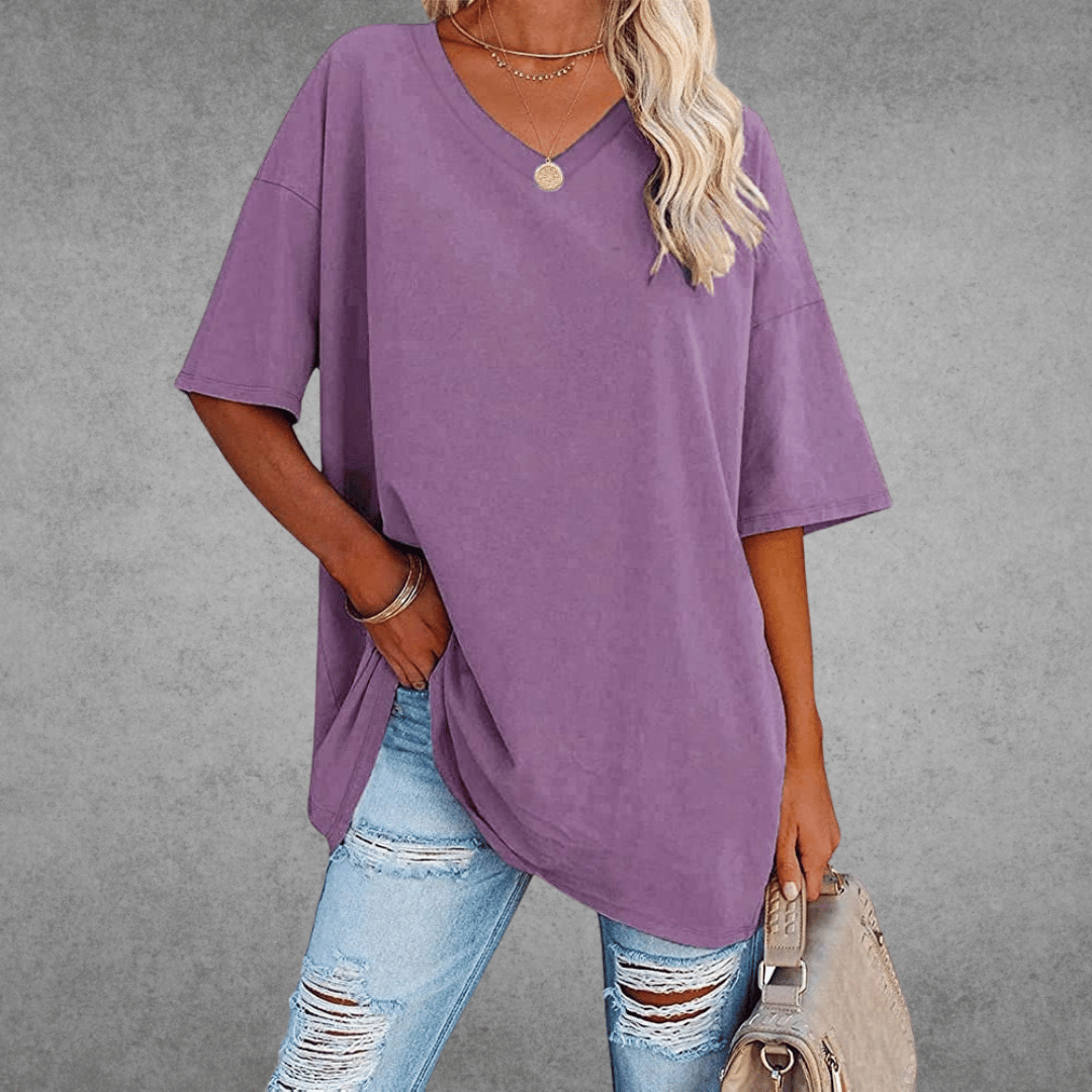 Dames T-shirt met V-hals oversized