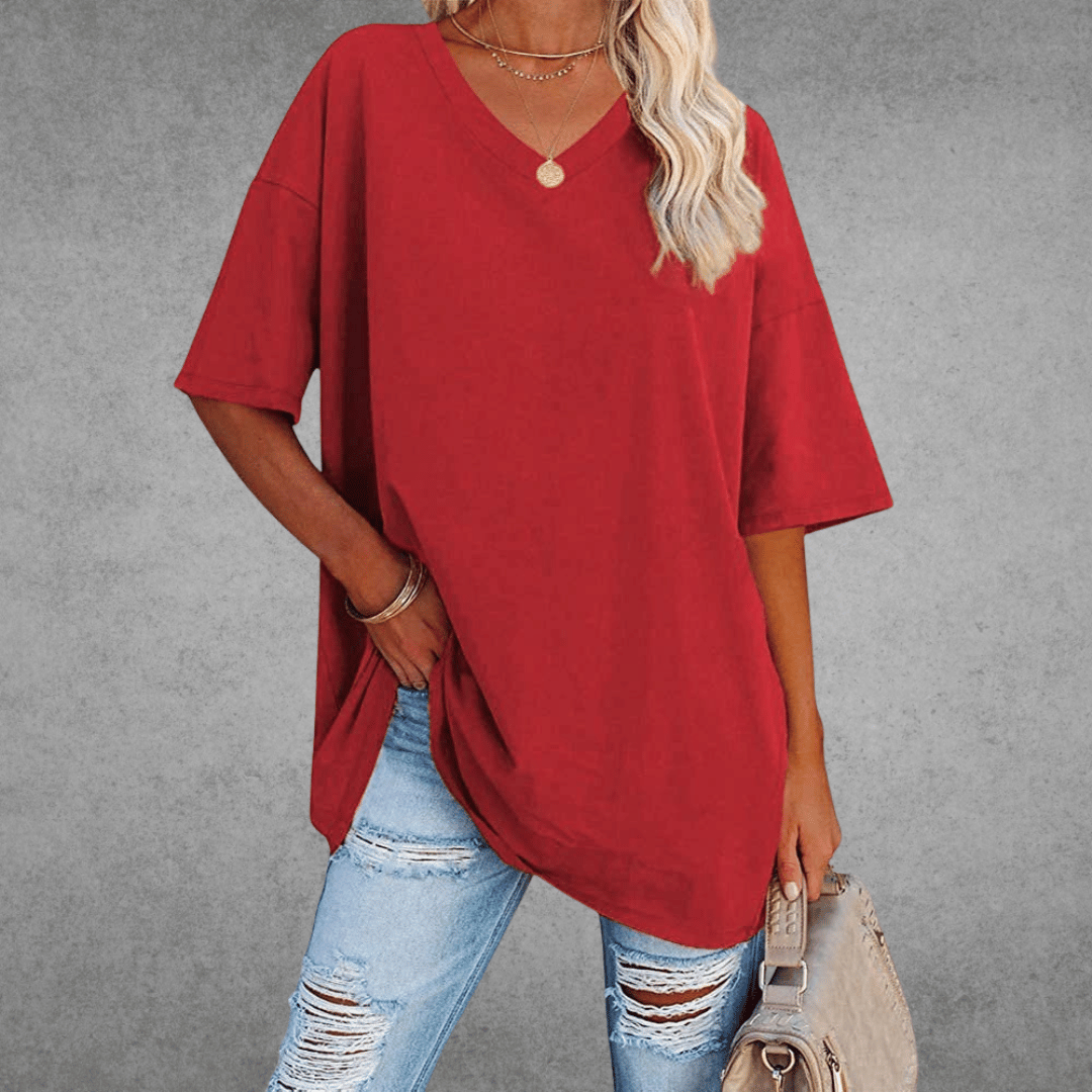 Dames T-shirt met V-hals oversized