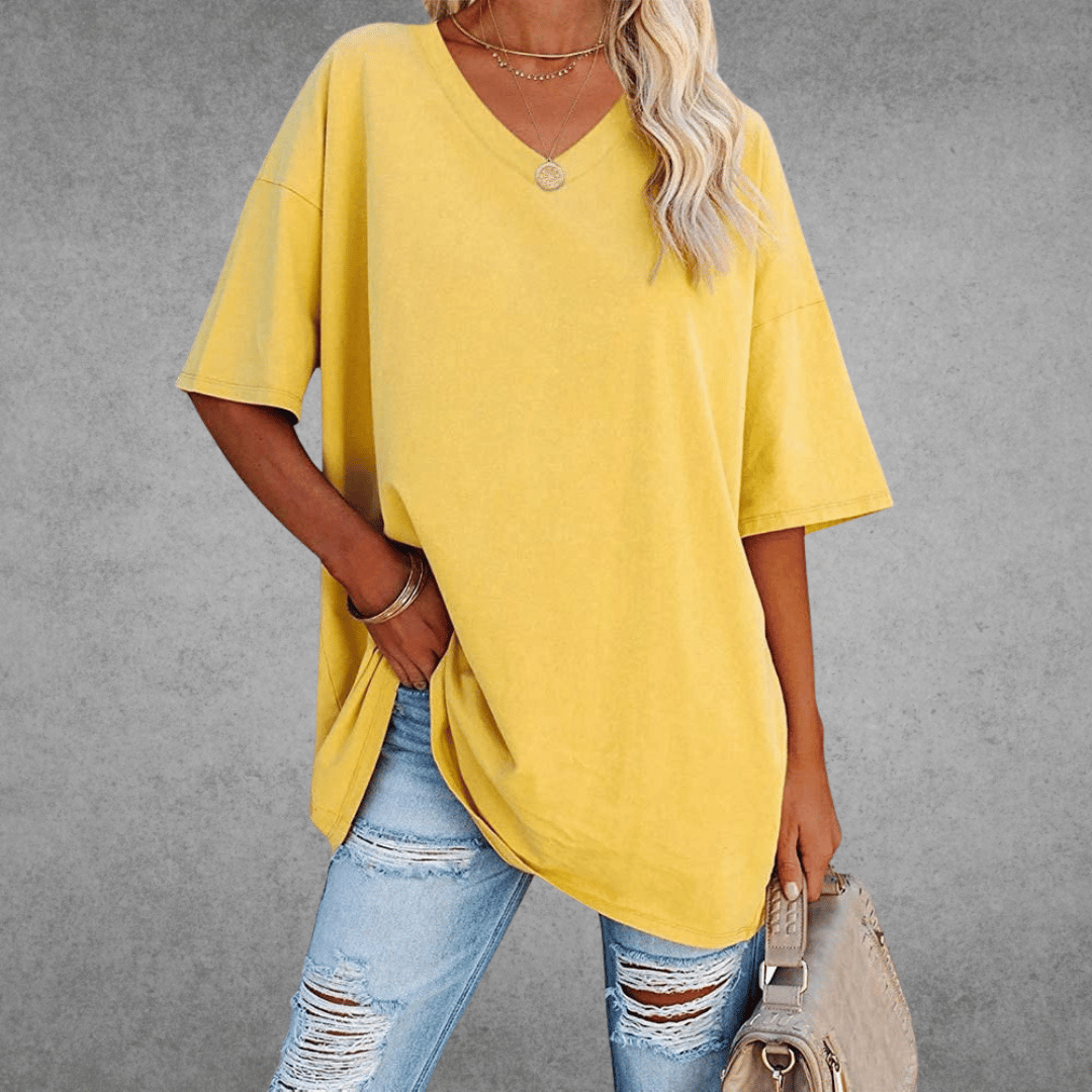Dames T-shirt met V-hals oversized