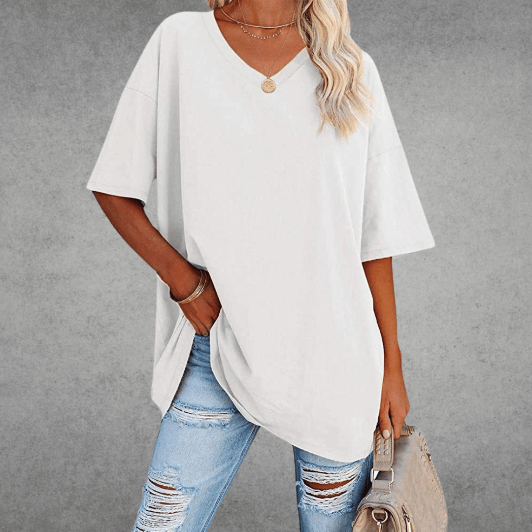 Dames T-shirt met V-hals oversized
