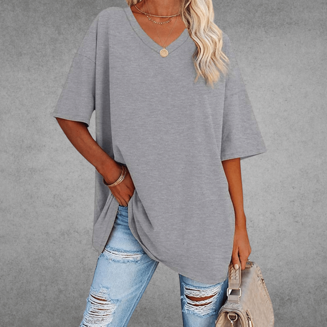 Dames T-shirt met V-hals oversized