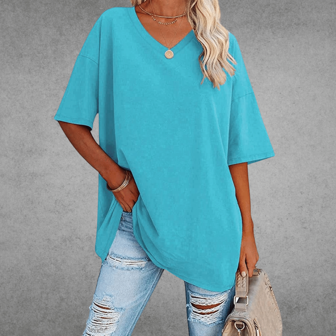 Dames T-shirt met V-hals oversized
