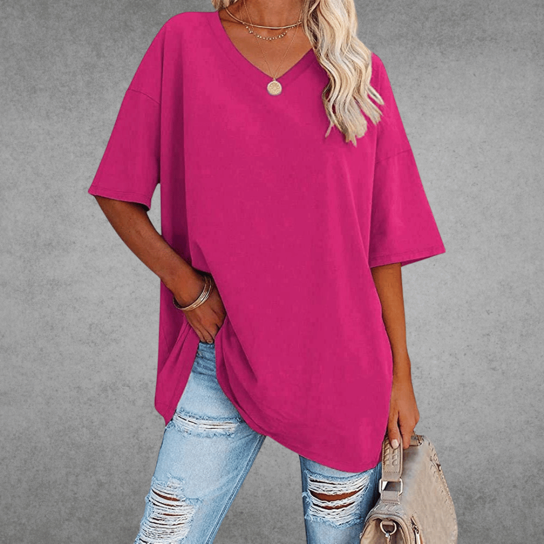 Dames T-shirt met V-hals oversized