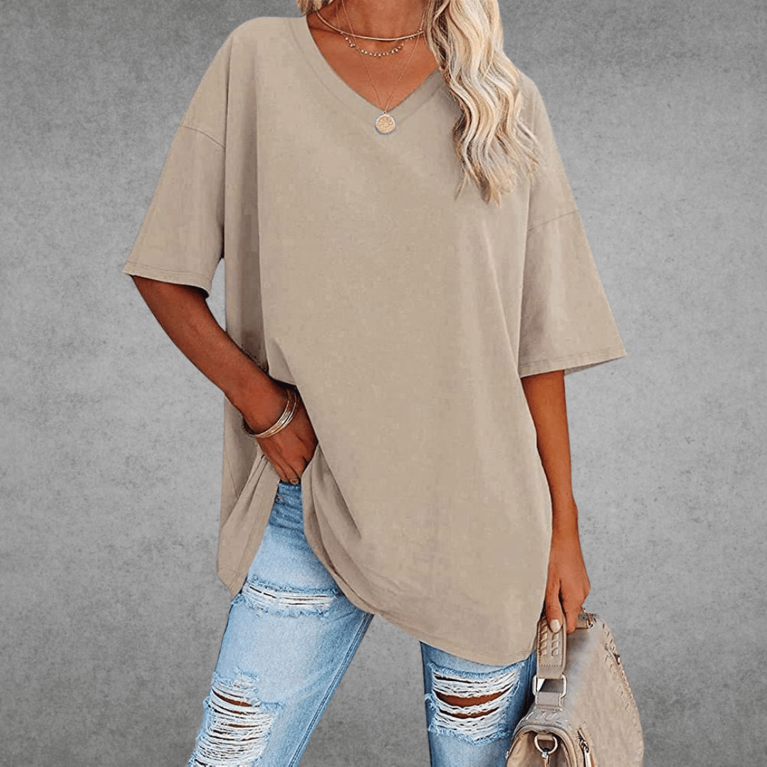 Dames T-shirt met V-hals oversized