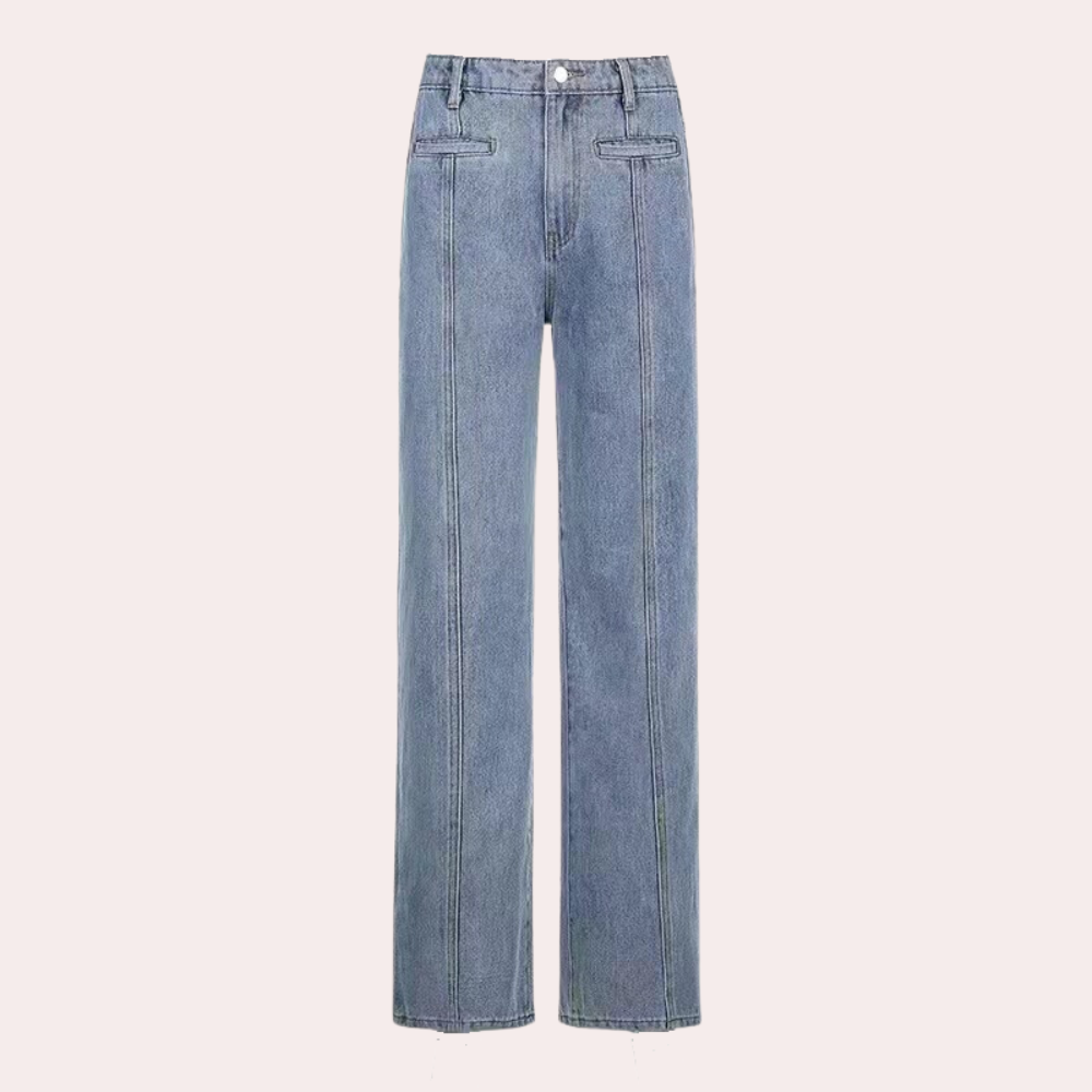 Trendy flared jeans met ster opdruk