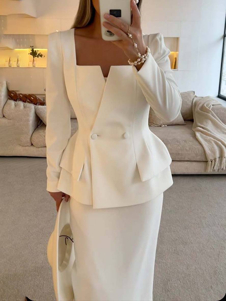 Tweedelige set dames blazer rok