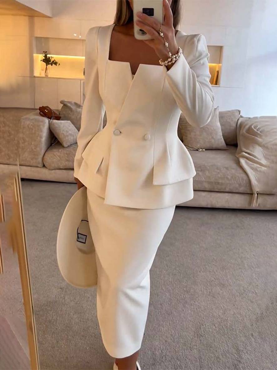 Tweedelige set dames blazer rok