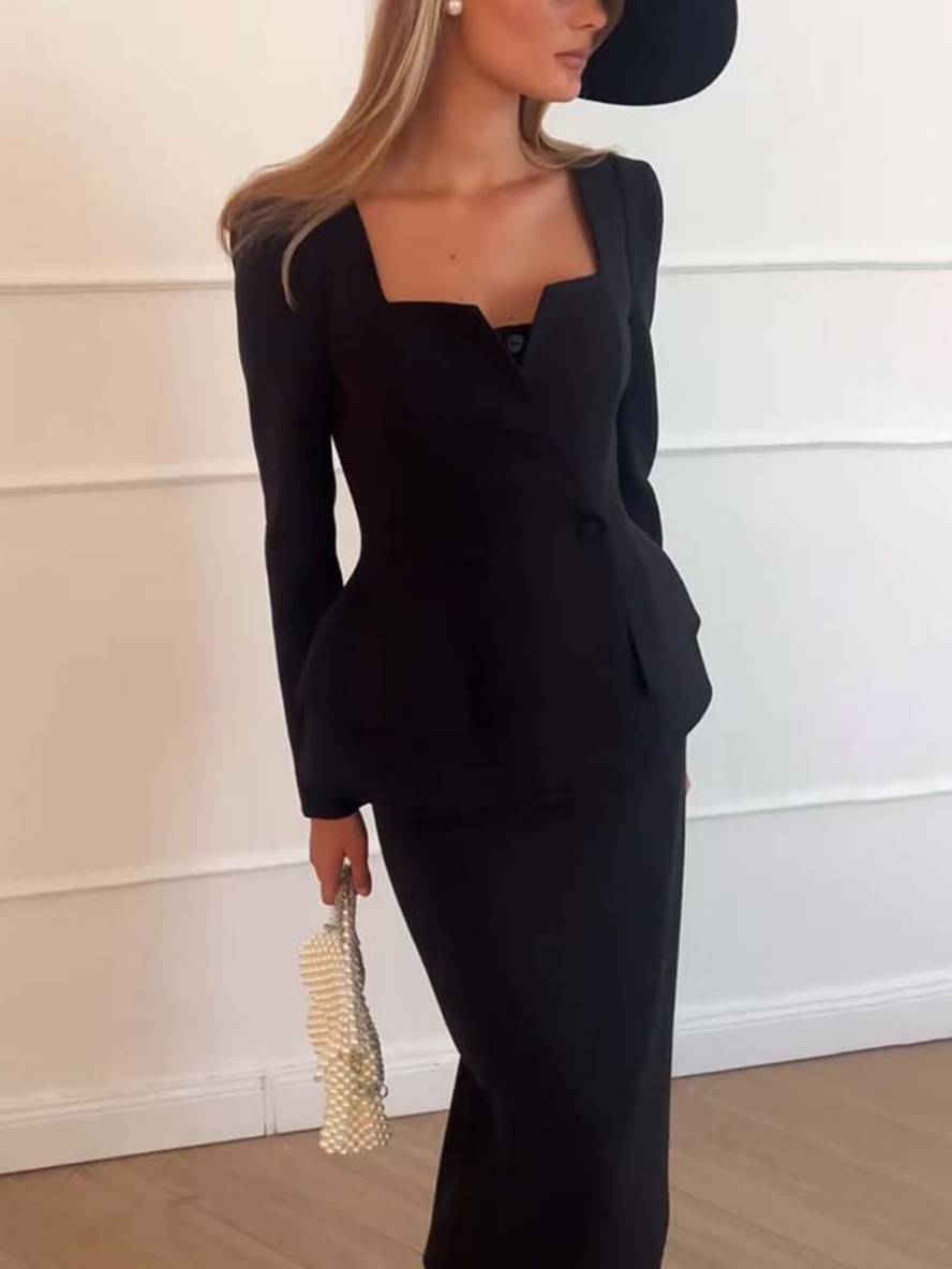 Tweedelige set dames blazer rok