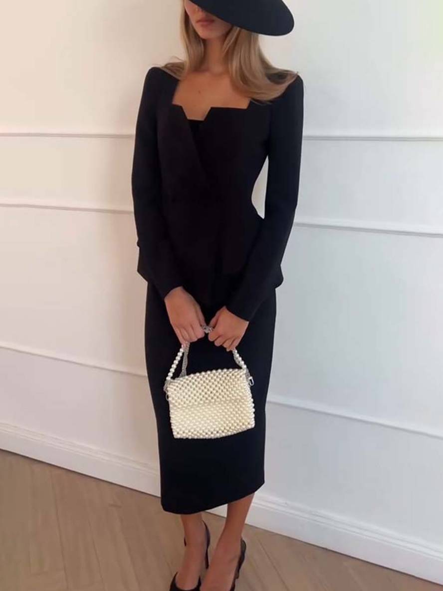 Tweedelige set dames blazer rok