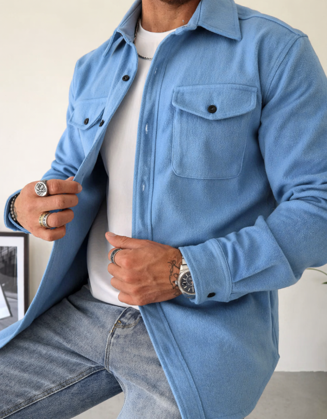 Heren overshirt met borstzakken