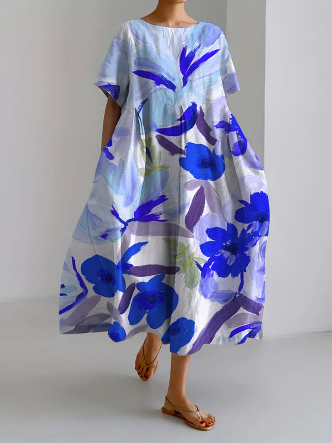 Dyana - Dames Retro Botanical Bloemenprint Casual Jurk Losjes Jurk