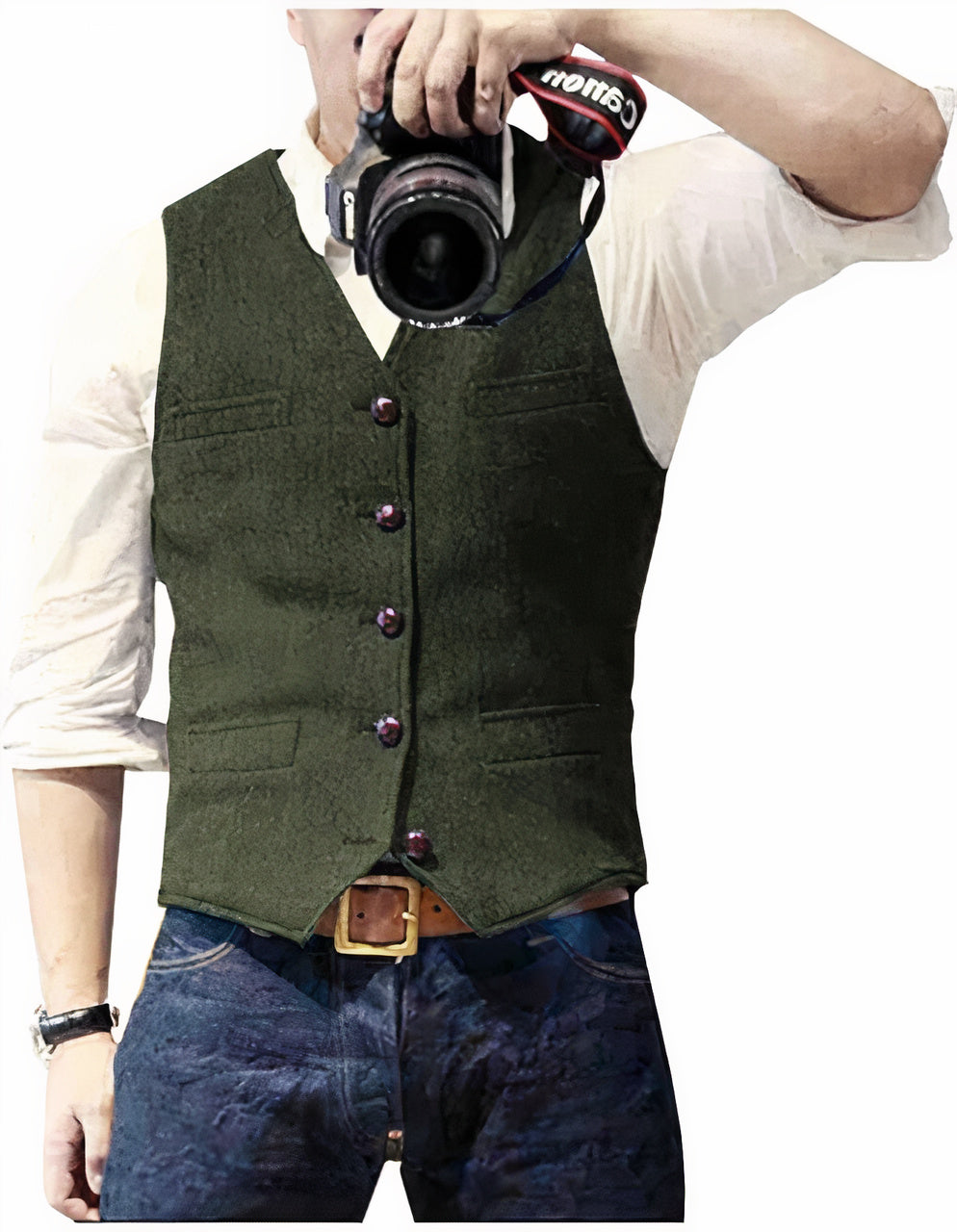 Heren denim vest met knopen