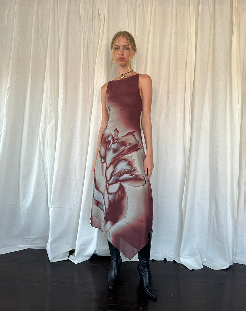 Frida | Elegante Midi Jurk met Kunstzinnige Print