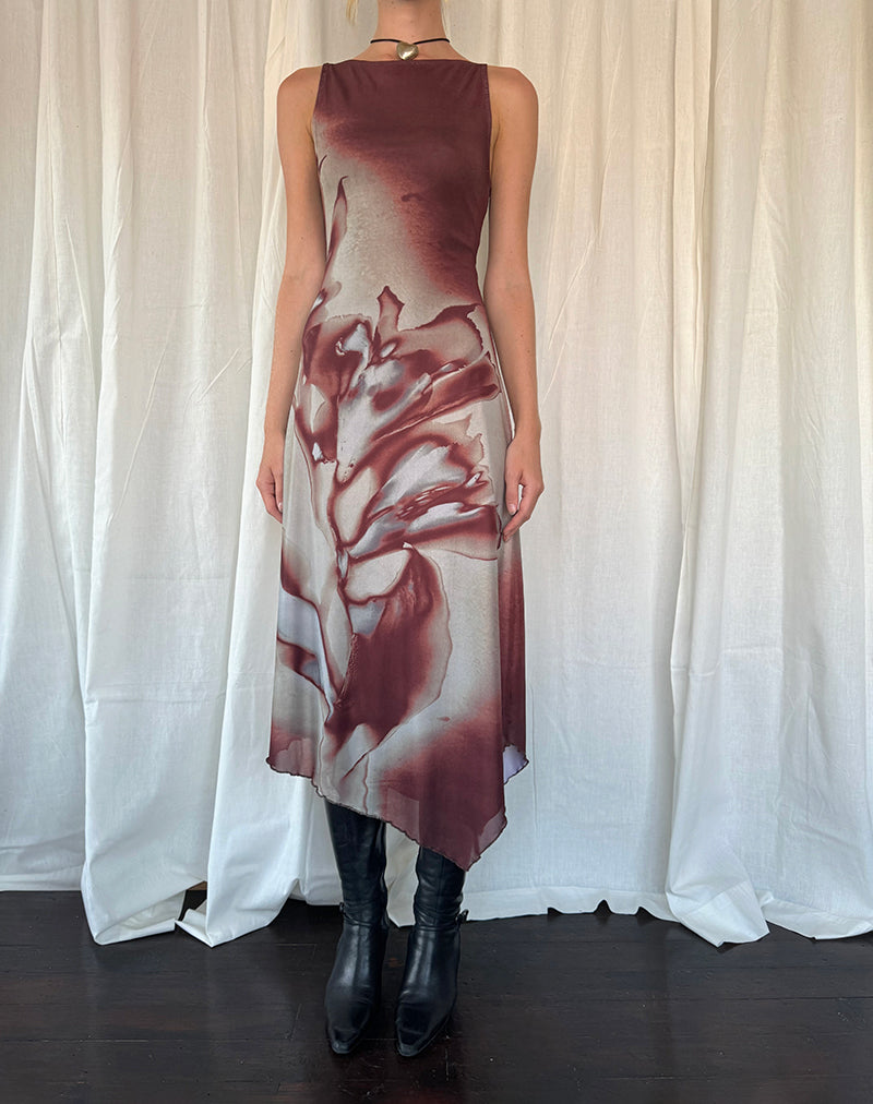Frida | Elegante Midi Jurk met Kunstzinnige Print