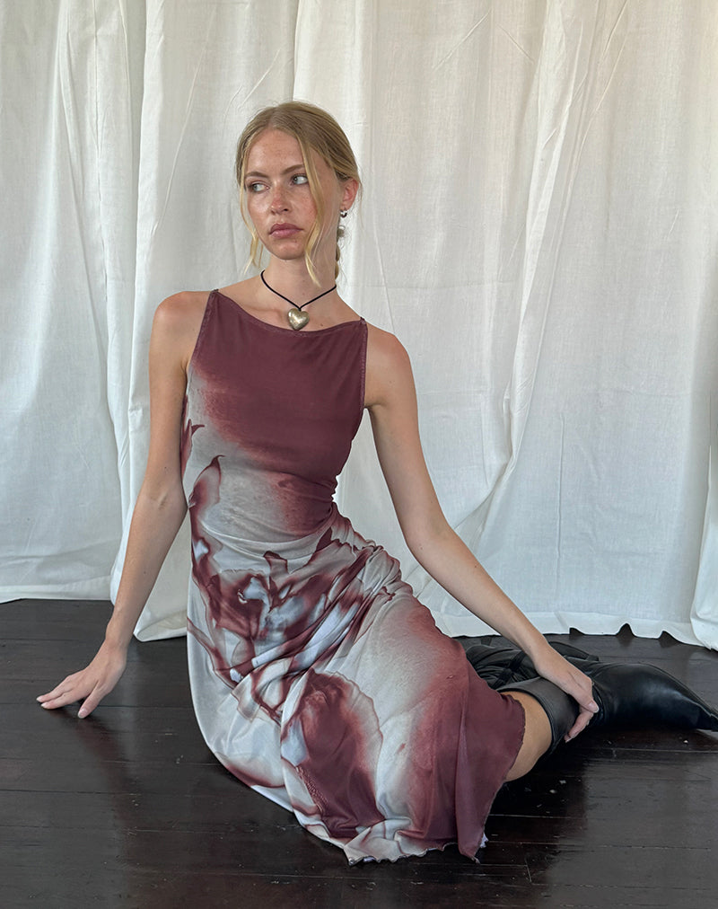 Frida | Elegante Midi Jurk met Kunstzinnige Print