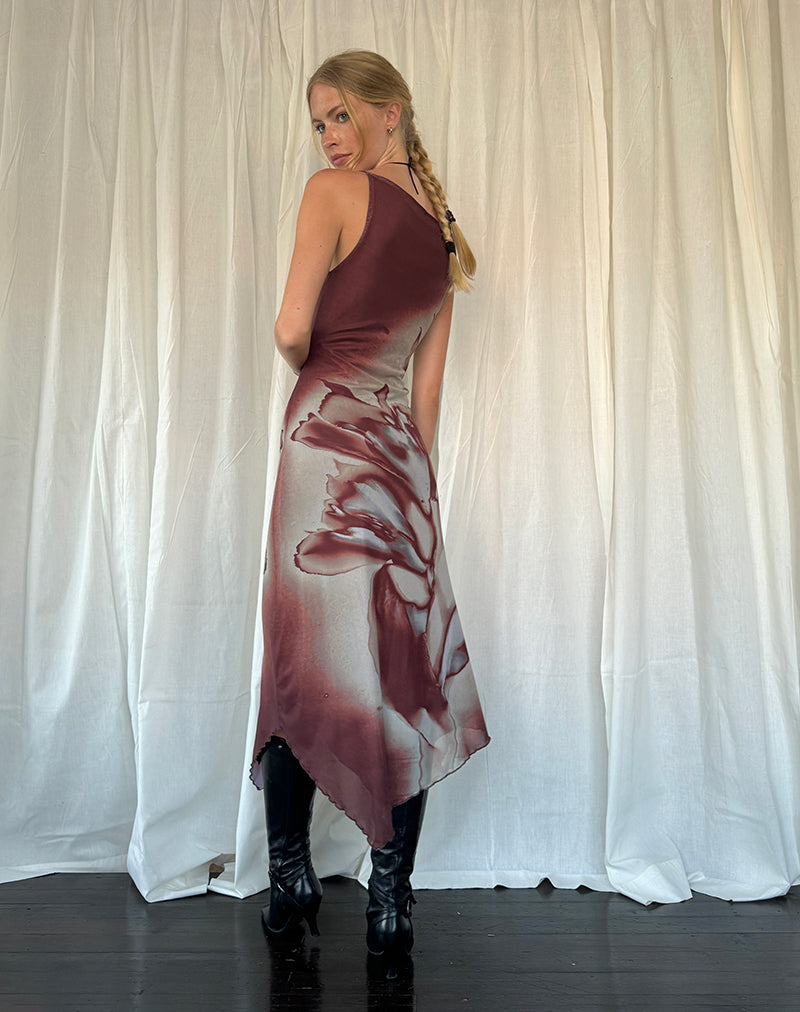 Frida | Elegante Midi Jurk met Kunstzinnige Print