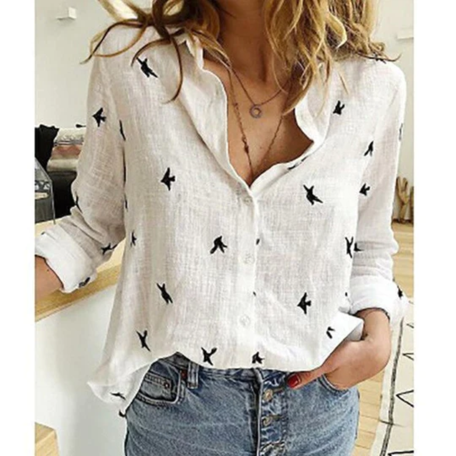 Eva | Linnen comfortabele damesblouse